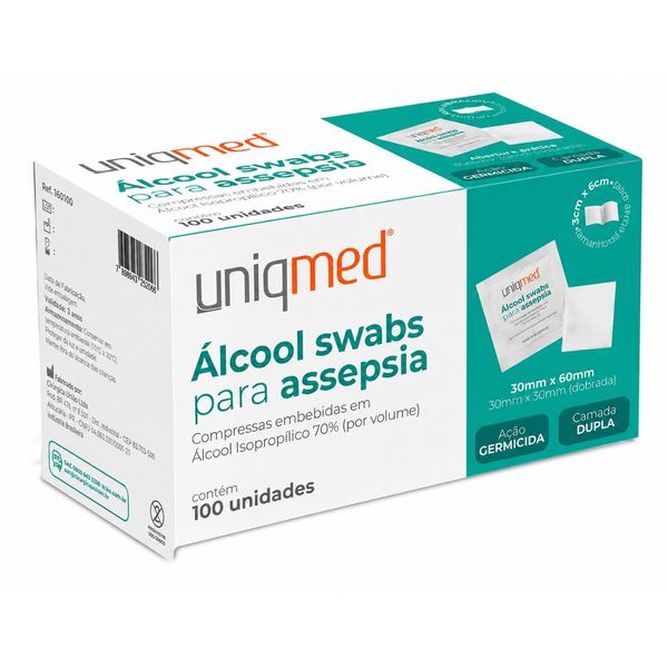 Álcool Swabs para Assepsia Uniqmed Caixa c/ 100 Unidades 100 Unidades
